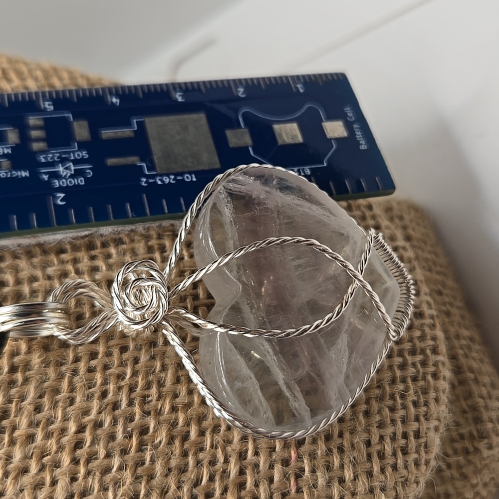 Hand Crafted White Fluorite Heart Wire Wrapped Pendant Necklace #260 NWOT - Picture 3 of 7